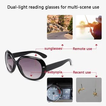 Iboode Prenosni Dual-lahka za Branje Očala sončna Očala Moda HD Presbyopia Očal Za Daljavo In Bližino Dioptrije +1.0 +3.0