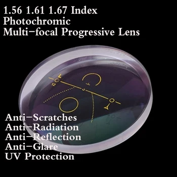 1.56 1.61 1.67 Indeks Asferični Photochromic Multi-focal Postopno Optični Recept Očala Barvne Leče Za Oči Očala