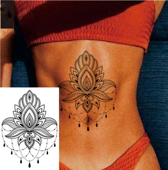 1 KOS Pasu ali Telo Velikega Kana Slog Lotus Flower Nepremočljiva Začasni Tattoo Body Art Seksi Pasu Ponaredek Tattoo