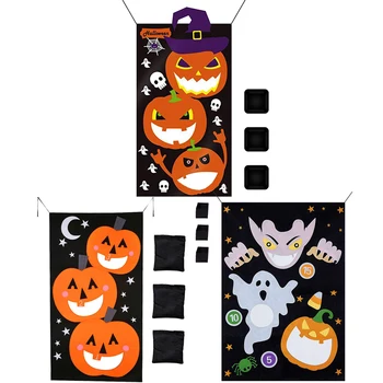1 nastavite Halloween Buče, ki Visi Igre Ne-tkane Čutil Pasico s 3 Vrečke Fižol za Odrasle, Otroci Halloween Stranka Dekor Smešno Rekviziti