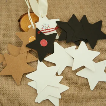 100 kozarcev 6 cm Zvezda Oblike Kraft papir, Kraft Papir Oznake Darilni Paket Ročno Visi Oznako Darila Kartice Poročno Dekoracijo Božični Party Supplies