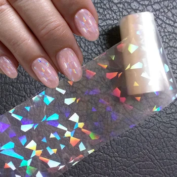 100cmx4cm Holographic Nail Nalepke Za Oblikovanje DIY Nail Art Transfer Folije Laserski Broken Glass Nalepko Manikura Film