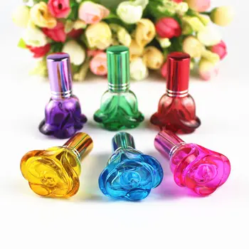 10pcs/veliko 6ml Mini Pisane Rose Oblikovane Steklene Stekleničke Parfuma Parfum Vonj Kozmetična Embalaža Steklenice lahko ponovno polnijo Vial