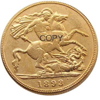1893 Queen Victoria Velika Britanija Dve Funtov Dvakrat Suvereno Pozlačeni Kopija Kovanca