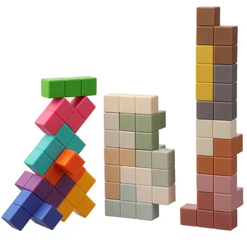 1set 3x3x3 Silikonski Gradnik Baby Silikonski Teether Geometrijske Kvadratnih blokado Zložljiva Izobraževalne Igre Igrače Za Otroke Darilo