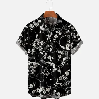2022 3d Tiskanih Lobanje T-shirt Poletje Hawaiian Majica moška Majica High Street Svoboden Dihanje Majica Za Moške Moda Vrhovi Unisex