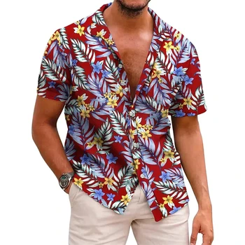 2022 Hawaiian Tropskih Srajce Za Moške 3d Tiskanja moška Majica Počitnice na Plaži Kratek Rokav 5xl Prevelik Vrhovi Tee Shirt Homme Bluzo
