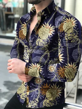 2022 Novo Havajski Cvetlični Jopico Moški Cvet Dolg Rokav Moške 3d potiskanih Majic Moški Slim Fit, Oblačila, Casual Party Majica Vrhovi