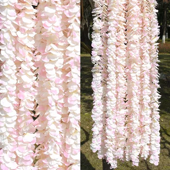 2M/50pcs Umetni Cvetovi Orhidej Rattan Niz Trte z Zelenimi Listi Za Dom Poročni Vrt Okraski Visi Garland Steno