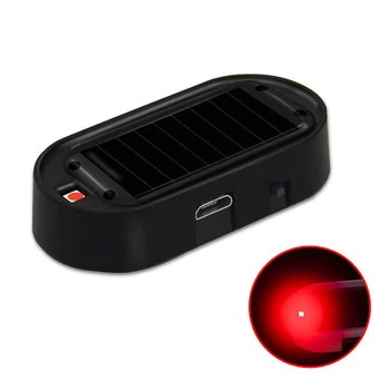 2Pcs Avto LED Solar Powered Ponarejenega Varnostnih Luči Simulirani Lutke Alarm Wireless Opozorilo Anti-Theft Pozor Lučka Utripa, Imitacija