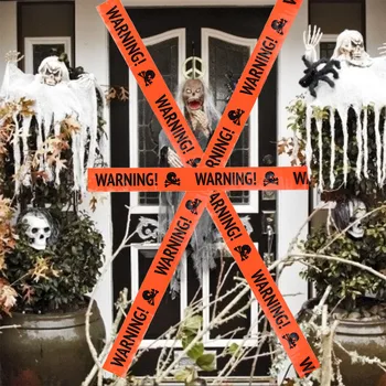 2Pcs Halloween Kordonskega Izolacije Pasu Grozo Lobanje Varnostnim Trakom Za Vrt (Hiša strahov), Bar Halloween Stranka Dekor Rekviziti