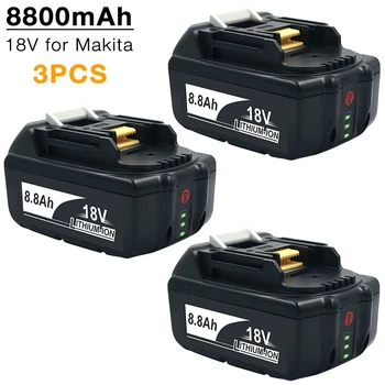 3PCS BL1860 BL1840 BL1850 18V 8800mAh Li-ionska Akumulatorska Baterija za Makita BL1830B LXT 400 TD140D BDF454 BL1815 BDF451 BHP453