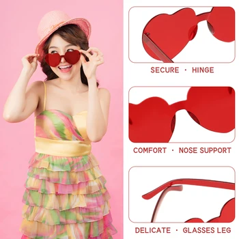 3pcs Edinstvena Modna Dekorativne Rdeče Srce Očala Srce sončna Očala Rdeče Srce sončna Očala za Ženske Osebe