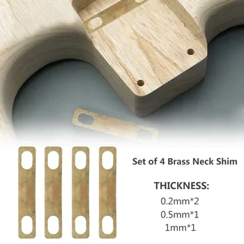 4pcs Zamenjava Postavil Plošče Tesnilo Bass Brass Orodje za 0,2/0.5/1 mm ST Električna Kitara Vratu Shim Povezave Basi Dodatki