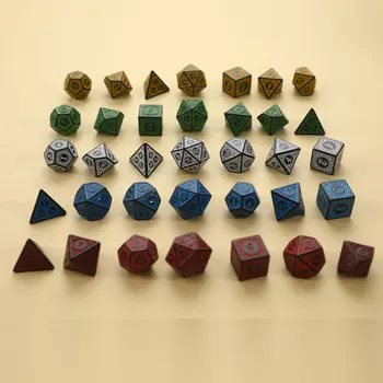 5 Barv Retro 7-Die Vklesan Vzorec Kocke Nastavite D4 D6 D8 D10 D% D12 D20 Za Igro Polyhedral Kocke 7pcs/set