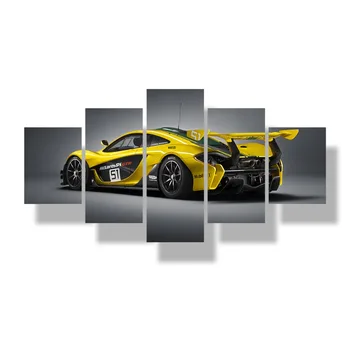 5 Plošči McLaren GTR Rumena Luksuzni Športni Avtomobil, Plakati, Wall Art Platno HD Natisnjene Slike Za dnevno Sobo Slike Doma Dekor
