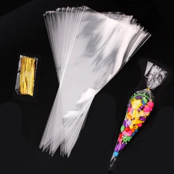 50/500pcs Božič Pregleden Sladko Trikotne Vrečke s Papirja Nalepke Plastičnih Candy Bag za Božič DIY Sladkarije, Zavijanje Blaga