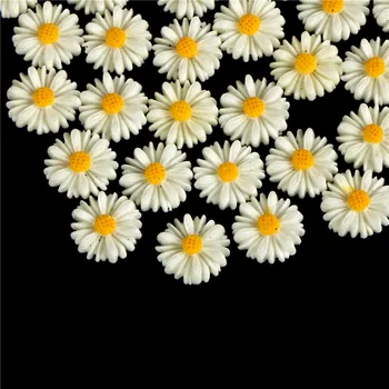 50 Kosov 13mm DIY White Daisy Cvet Smolo Flatback Chrysoprase Nakit Telefon Dekoracijo Ni Luknjo Doma Dekor Vroče Prodaje