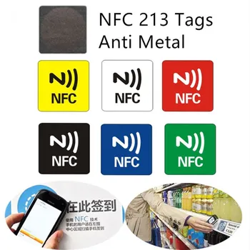 6Pcs Oznake NFC Nalepke, 13.56 MHz Nepremočljiva PET Materiala NFC Nalepke Pametne Lepilo Anti Kovinski NFC 213 Oznake Za Vse NFC Telefoni