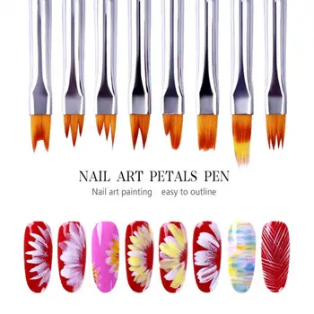8Pcs Cvet Risalna Peresa Gradient DIY Nail Art Brush Set Slikarstvo, Risba Nasvet Akril UV Gel lak za Nohte Art Design Manikura Orodje