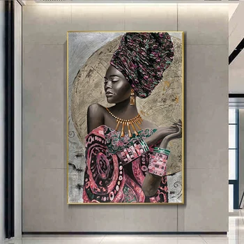 Afriško Črno Žensko Slika Platno Slikarstvo Moderne Stenske Umetnosti Fotografije, Plakate in HD Tiska za Dnevni Sobi Doma Dekor brez okvirja