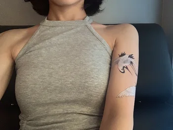 Bela Rdeča-kronan Žerjav Začasne Tetovaže za Moške, Ženske Roke Body Art Hummingbird Ponaredek Tattoo Nalepke Nepremočljiva Živali Tattos