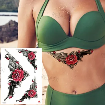 DIY Obarvane Butterfly Začasne Tetovaže Za Ženske, Moške Odrasle Ponaredek Lily Rose Cvet Tiger Tattoo Nalepke Nepremočljiva Body Art Tattoo
