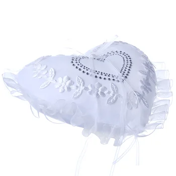 Elegantno Belo Srce Obliko Poročni Prstan Blazino za Poročne Slovesnosti Pogodbenice Prednost Dekor Dobave 18x15cm