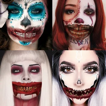 Halloween Grozno Krvava Usta Začasni Tattoo Nalepke Monster Zobe, Obraz Ponaredek Tatoo Neprepustna za Festival Maškarada Stranka
