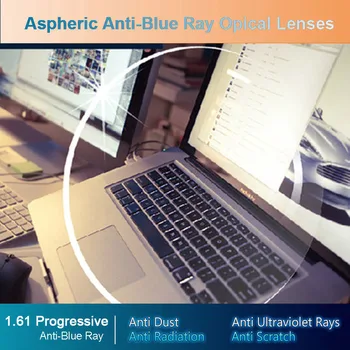 Hotony Anti-Blue Ray Objektiv 1.61 Prosti Obliki Postopno Recept Optične Leče Očala Preko UV Leče Za Oči Varstvo