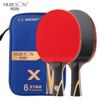 Huieson (2Pcs) 6 Star Namizni Tenis Lopar 5 Plasti lesa in 2 Plasti Ogljikovih Dvojno Stranicami Pingpong Veslo Bat Usposabljanje