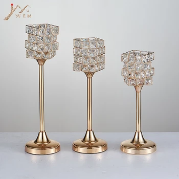 IMUWEN Novih specializacij kovinsko zlato konča svijećnjak s kristali poroko candelabra centerpiece doma dekoracijo svečnikov