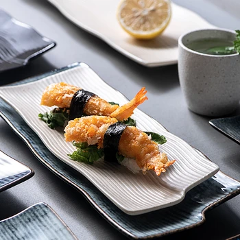 Japonski suši plošče pravokotne keramični sashimi ploščati ustvarjalne namizna nezakonitih dolgo komercialne Japonski materiala ploščo