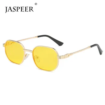 JASPEER Punk Ovalne sončna Očala Moških Retro Steampunk Klasični Kovinski Okvirji Buljiti UV400 Vožnjo sončna Očala