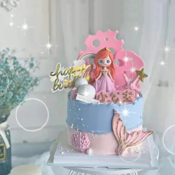 Krono morska deklica Torto Pokrivalo Princess Cake Zastav Otroci Uslug Torto Dekoracijo Dan Otrok Stranka Rojstni dan Namiznih Dekoracijo