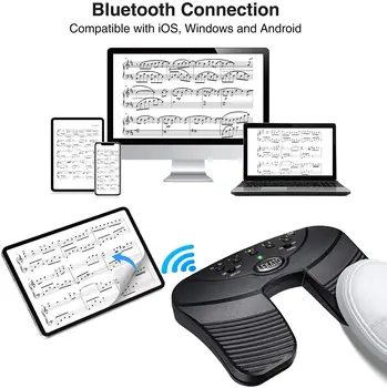 Lekato Bluetooth Strani Glasbe Turner Pedal Usb za Polnjenje Brezžično Stran Turner Tiho Pedal za Ipad, Iphone Tablični Prenosnik