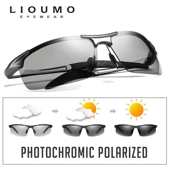 LIOUMO Retro Pilotni Photochromic Polarizirana sončna Očala Moški Vse vremenske razmere Anti-glare HD Vožnje Očala oculos de sol feminino UV400