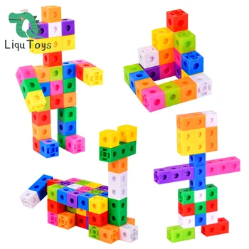 LIQU 60 Kos Otroci DIY Sestavljanje gradnikov 3D Sestavljanke, Kocke, Komplet 10 Barvi Blokov z 30 Priročnik Kartice