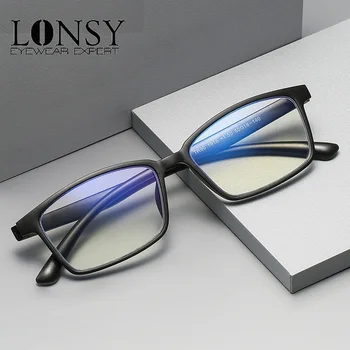 LONSY Nov Trend Modra Svetloba Blokiranje Obravnavi Očala Moški Ženske Kvadratnih TR90 Ultralahkih Dioptrije Poslovnih Urad Presbyopic Očala