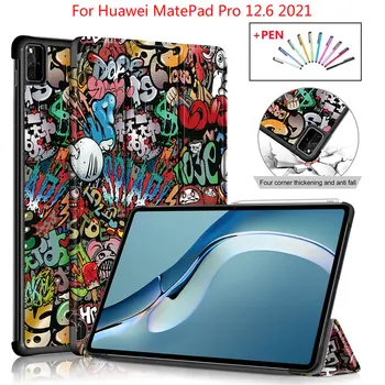 Magnetni Primeru za Huawei Matepad Pro 12.6 palčni 2021 Smart Zložljivi Pokrov Funda Par za Huawei Matepad Pro 12.6 WGR-W09 /W19 +Pen