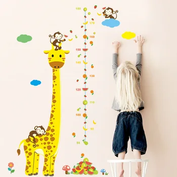 MAMALOOK Risanka jungle živali opica žirafa otroke višina ukrep stenske nalepke za otroke, soba stenske nalepke doma dekoracijo