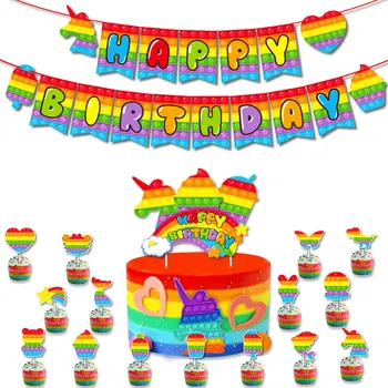 Mavrica Pop To Temo Balone, Party Supplies Mehurček Pop Happy Birthday Banner Latex Balon Dekoracijo Torte Pokrivalo Otroci Igrače