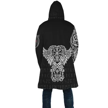 Moda Odin Viking slog moški zimski plašč tatoo 3D tiskanje hooded runo plašč unisex priložnostne debel toplo jakno plašč