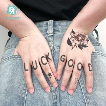 Nepremočljiva Začasni Tattoo Nalepke Majhne, Preproste Linije Cvet Flash Tattoo Srčkan Listov Prst in Zapestje Ponaredek Tatoo za Body Art Ženske