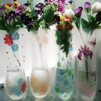 Nov Modni Slog, Plastični Vaza 2Pcs Zložljive Večkratno uporabo Nezlomljiv Vaza Za Rože Doma Dekor Vaze Naključno Barvo, Vzorec