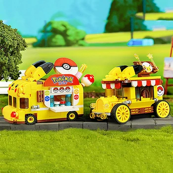Nov Slog TAKARA TOMY Pokémon Pikachu gradniki Pichu Mini Bus Hrane Tovornjak Za Otroke Počitnice Presenečenje Darilo