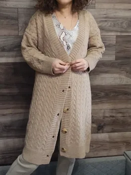 Nove Zimske Letnik Twisted Priložnostne Dolge Pletene Cardigan za Ženske Modni korejski Prevelik Toplo Ohlapen Pulover Mehko Clothings