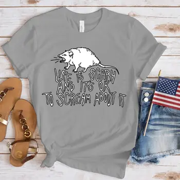 Opossum Natisnjeni T Shirt Ulične Smešno Tshirt Ženske Vrh Harajuku Hip Hop Tee za Ženska Oblačila Lep Opossum Srčkan T-shirt