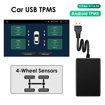 Ossuret Avto USB TPMS (Nadzor Tlaka v Pnevmatikah Sistem) za Android Multimedijski Predvajalnik, Avtomobilski Navigacijski Zaslon Vodja Enote Autoradio