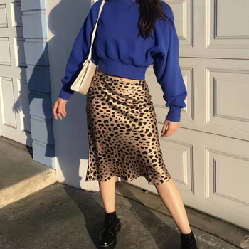 Poletja 2018 kawaii boho bodycon leopard tiskanja visoko pasu krila, ženska midi leopard krilo punk ulične korejskem slogu